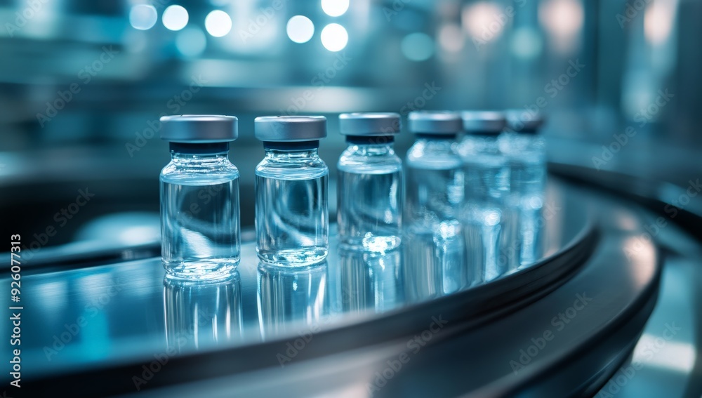 Medical Vials in Laboratory Setting Reflecting Advanced Pharmaceuticals Technology Medical Vials in Laboratory Setting Reflecting Advanced Pharmaceuticals Technology
