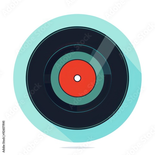 vinyl record icon with flat background