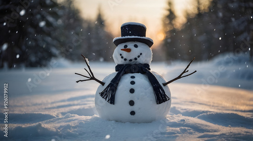 Snow man with hat depicting winter | snowman made with snow, Christmas 