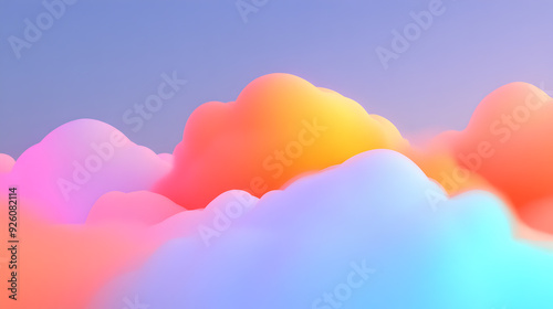 Abstract colorful gradient background with soft clouds.