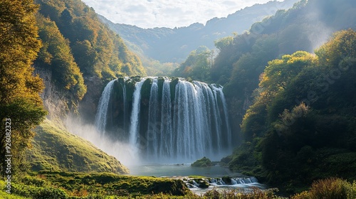 Majestic Marmore Falls. Natural beauty captured in a panoramic view