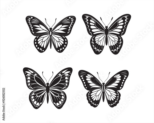 Wallpaper Mural butterfly silhouette vector art Torontodigital.ca