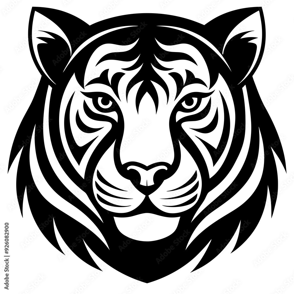 Minimal Tiger Head Silhouette Vector Illustration Minimal Tiger Head Silhouette Vector Illustration