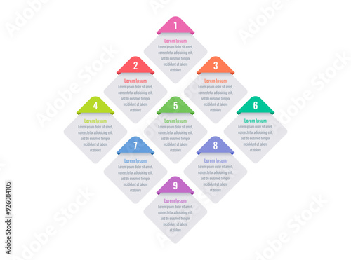 infographic template for annual report, magazine. infographic template for business, education, industry, science world. nine steps information template. squares infographic template