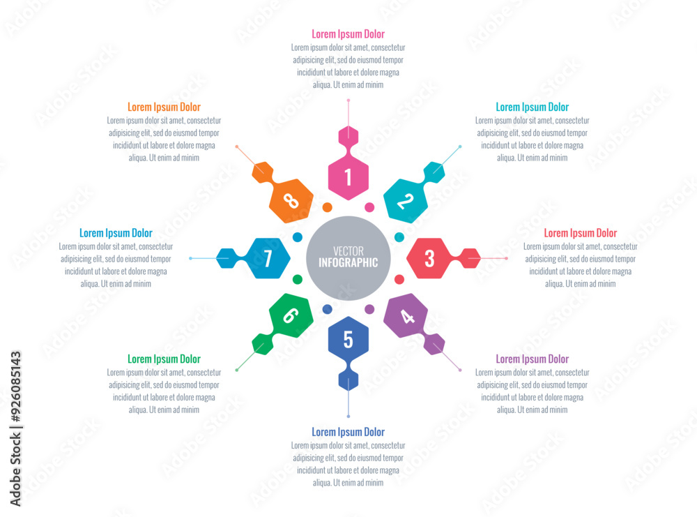 infographic template for annual report, magazine. infographic template for business, education, industry, science world. eight options information template. colorful hexagons infographic template infographic template for annual report, magazine. infographic template for business, education, industry, science world. eight options information template. colorful hexagons infographic template