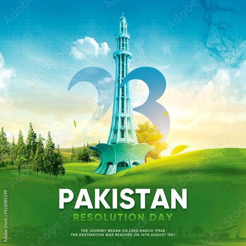 Pakistan resolution day illustration photo