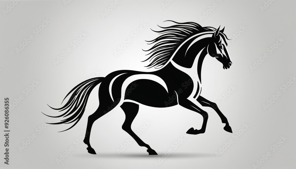 Obraz premium Logo dessin cheval rapide marque entreprise.