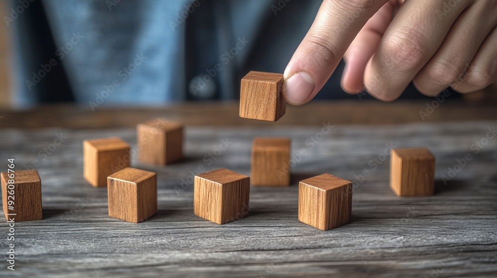 A male hand placing wooden cubes with a magnet attracting a customer icon, illustrating concepts of lead generation, customer retention, inbound marketing, and brand loyalty. A male hand placing wooden cubes with a magnet attracting a customer icon, illustrating concepts of lead generation, customer retention, inbound marketing, and brand loyalty.