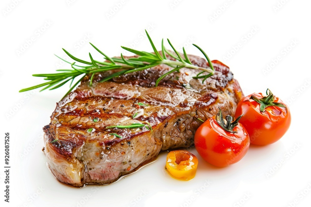 Grilled steak with fresh tomatoes. Perfect for restaurant menus and cooking blogs. Ideal for culinary websites and food magazines. High-quality image with appetizing look. Generative AI Grilled steak with fresh tomatoes. Perfect for restaurant menus and cooking blogs. Ideal for culinary websites and food magazines. High-quality image with appetizing look. Generative AI