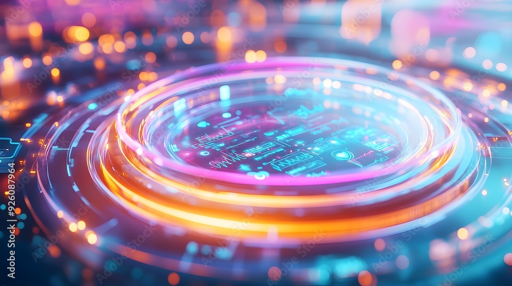 Fototapeta premium Abstract Technology Background with Neon Lights