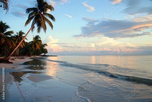 South Beach Sunset: Palm Trees on Tropical Beach in Bahia, Brazil photo