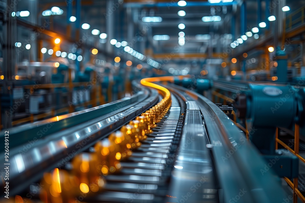 Industrial Manufacturing Robots working in a Factory Assembly Line, Generative Ai Industrial Manufacturing Robots working in a Factory Assembly Line, Generative Ai