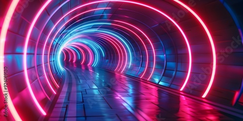 Neon Light Tunnel with Swirling Patterns Captivating Concept for Music and Entertainment Gadgets