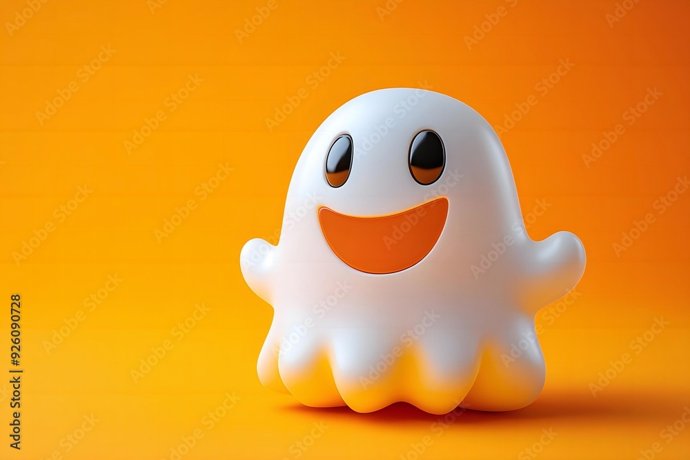 3D cute ghost, witchcraft, witch with hat, Happy Halloween, White ghost