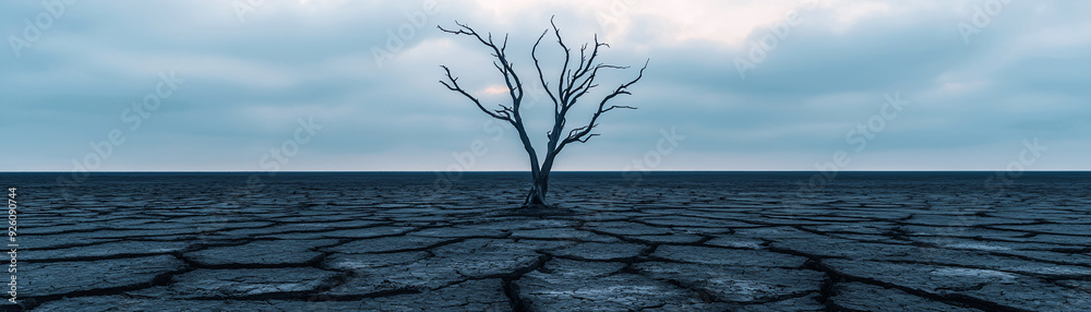 Haunting Barren Landscape with Twisted, Screaming Trees, Concept of Isolation and Fear, Copy Space for Text Haunting Barren Landscape with Twisted, Screaming Trees, Concept of Isolation and Fear, Copy Space for Text