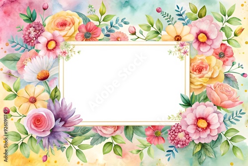 Wallpaper Mural Watercolor flower frame on white background vector illustration
 Torontodigital.ca