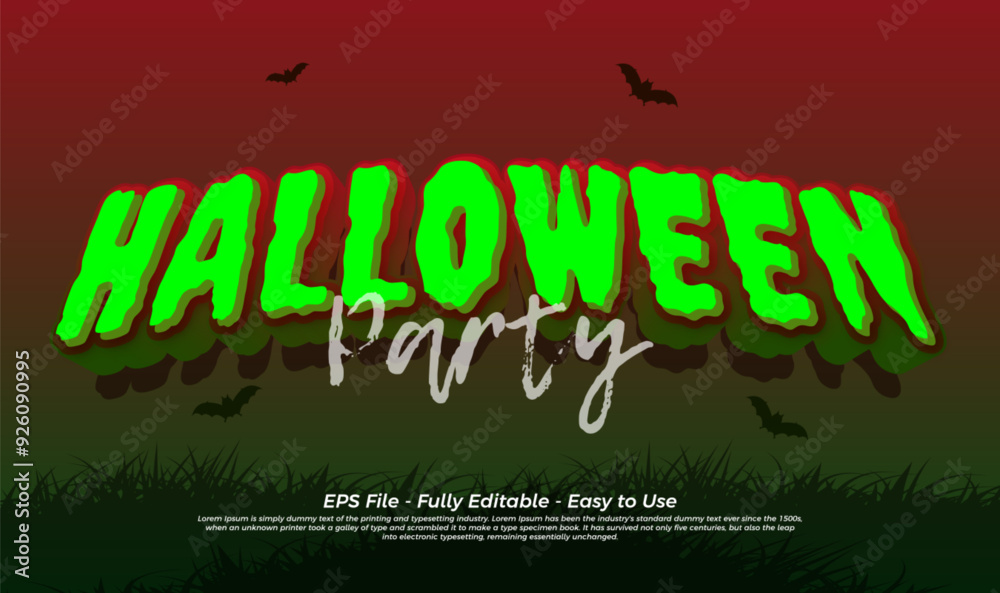 Obraz premium Editable vector text effect halloween party with 3d style effect