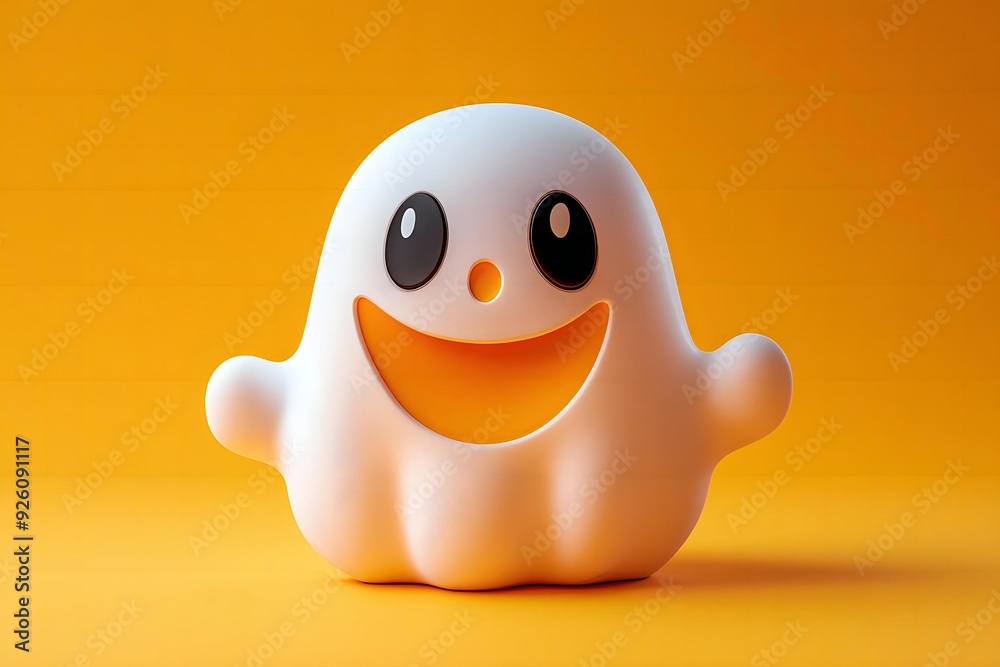 3D cute ghost, witchcraft, witch with hat, Happy Halloween, White ghost 3D cute ghost, witchcraft, witch with hat, Happy Halloween, White ghost