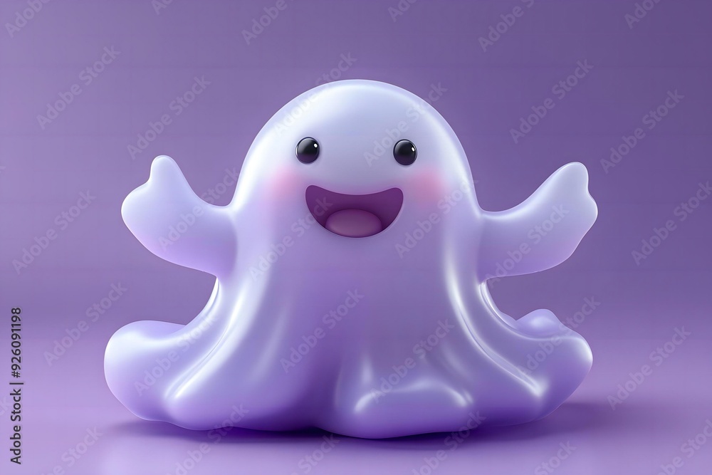 3D cute ghost, witchcraft, witch with hat, Happy Halloween, White ghost 3D cute ghost, witchcraft, witch with hat, Happy Halloween, White ghost