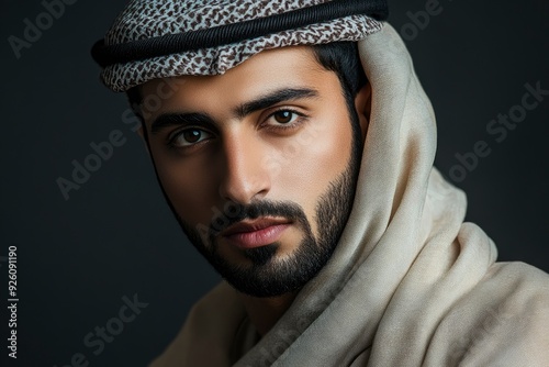 Arabic handsome man studio portraits with generative ai