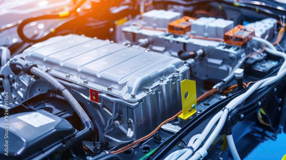 Fototapeta premium Electric vehicle battery pack internal structure