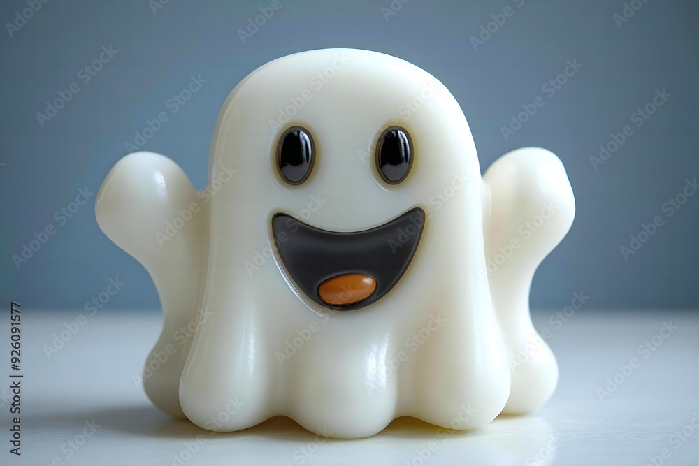3D cute ghost, witchcraft, witch with hat, Happy Halloween, White ghost