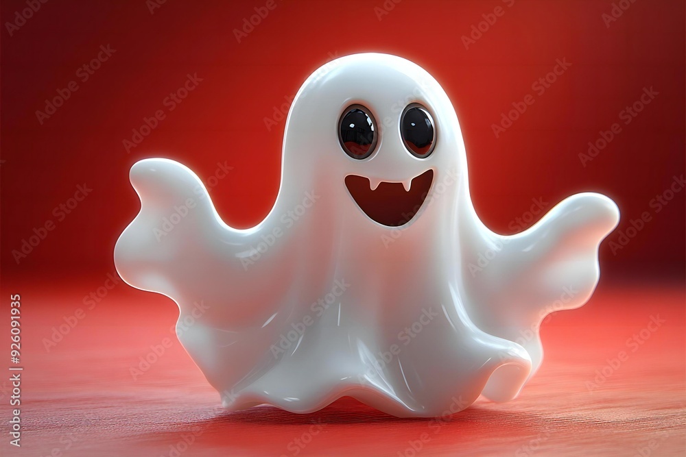 3D cute ghost, witchcraft, witch with hat, Happy Halloween, White ghost 3D cute ghost, witchcraft, witch with hat, Happy Halloween, White ghost