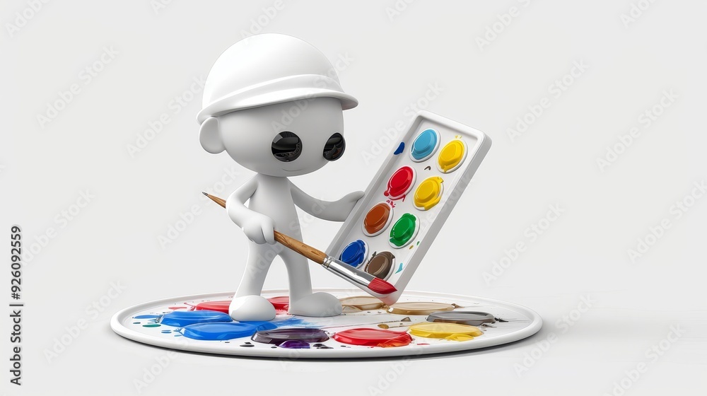 A 3D clipart of an artist with a palette and brush, in a creative studio, white background, visual arts professional --ar 16:9 --style raw --stylize 250 Job ID: 3320177a-d859-4e10-ab1f-cedc017e638c A 3D clipart of an artist with a palette and brush, in a creative studio, white background, visual arts professional --ar 16:9 --style raw --stylize 250 Job ID: 3320177a-d859-4e10-ab1f-cedc017e638c