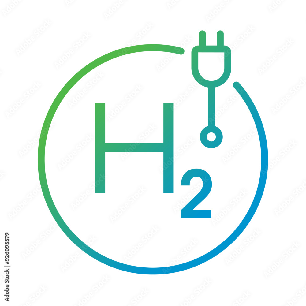 h2 and power plug concept. hydrogen energy logo h2 and power plug concept. hydrogen energy logo