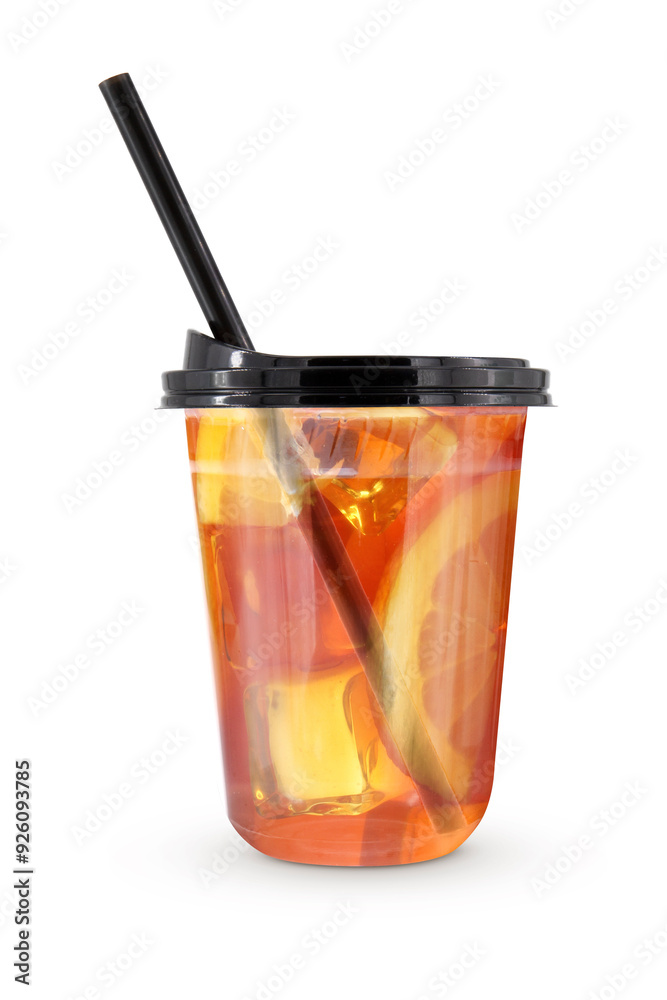 ice tea in plastic take away cup isolated on white background ice tea in plastic take away cup isolated on white background