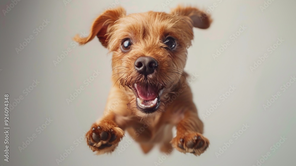 Cute toy terrier dog in flight. Artificial intelligence. Cute toy terrier dog in flight. Artificial intelligence.
