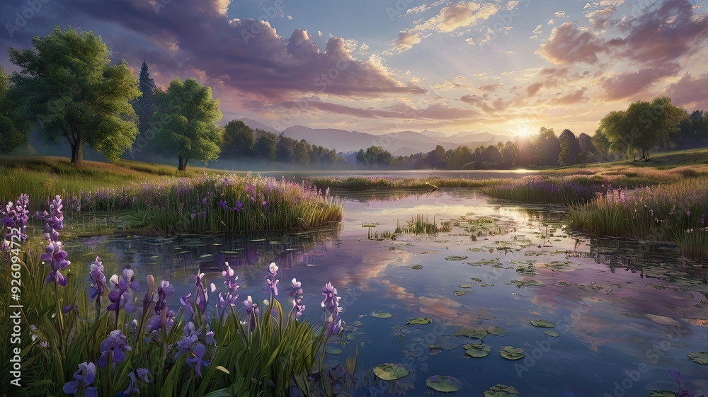 Fototapeta premium sunrise over the river