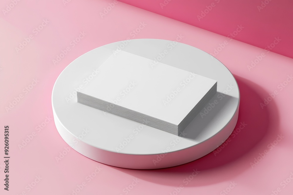 Blank business cards on minimalist background. Mockup for branding identity. 3d rendering with generative ai Blank business cards on minimalist background. Mockup for branding identity. 3d rendering with generative ai
