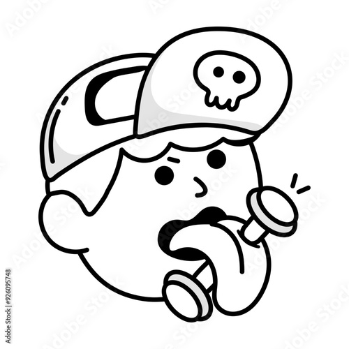 Hand drawn style icon of tongue piercing

