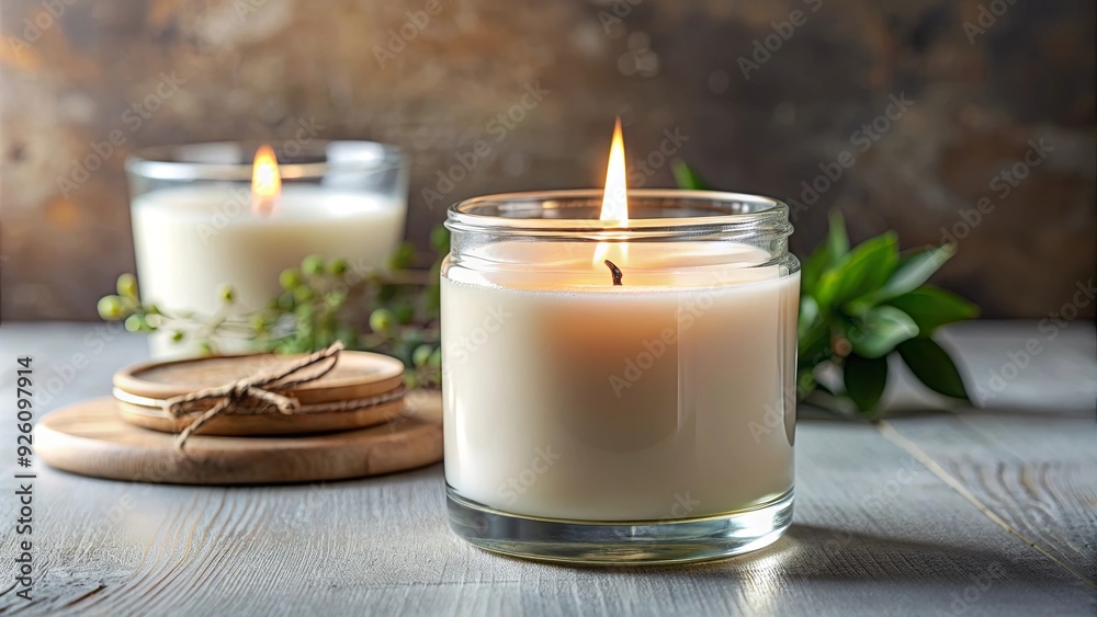 A luxury aromatic soy candle in a clear glass jar, aromatic, soy, candle, glass, luxury, home decor, relaxation, ambiance A luxury aromatic soy candle in a clear glass jar, aromatic, soy, candle, glass, luxury, home decor, relaxation, ambiance