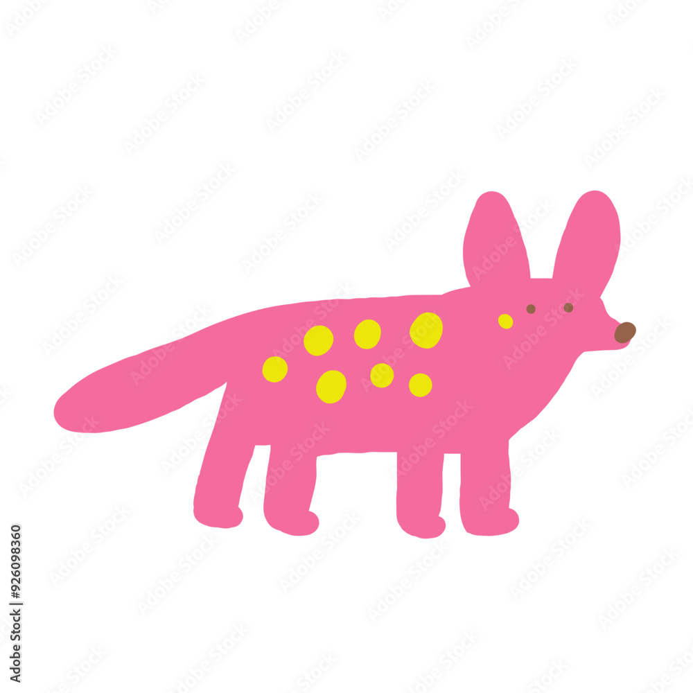 Obraz na plátně Cute ancient Egypt composition, postcard with funny hand drawn doodle fennec fox animal