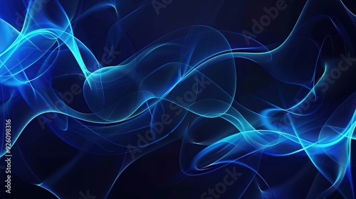 Abstract Blue Waves on a Dark Background