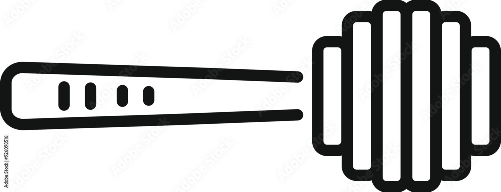 Honey spoon dipper stick spreading drizzling line icon vector Honey spoon dipper stick spreading drizzling line icon vector