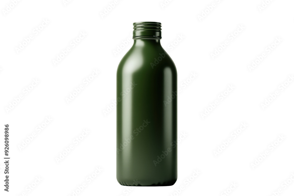 A sleek, green bottle with a minimalist design, ideal for cosmetics, skincare or essential oils packaging, isolated on a transparent background. A sleek, green bottle with a minimalist design, ideal for cosmetics, skincare or essential oils packaging, isolated on a transparent background.