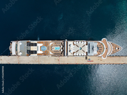 Cruise Ship in the Cesme Marina Drone Photo, Cesme İzmir, Turkiye (Turkey)