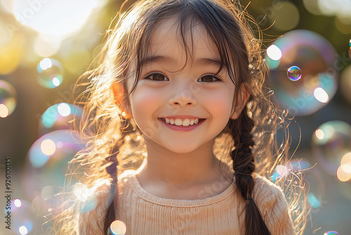 Children playing with bubbles in a vibrant park, showcasing moments of happiness and joy.