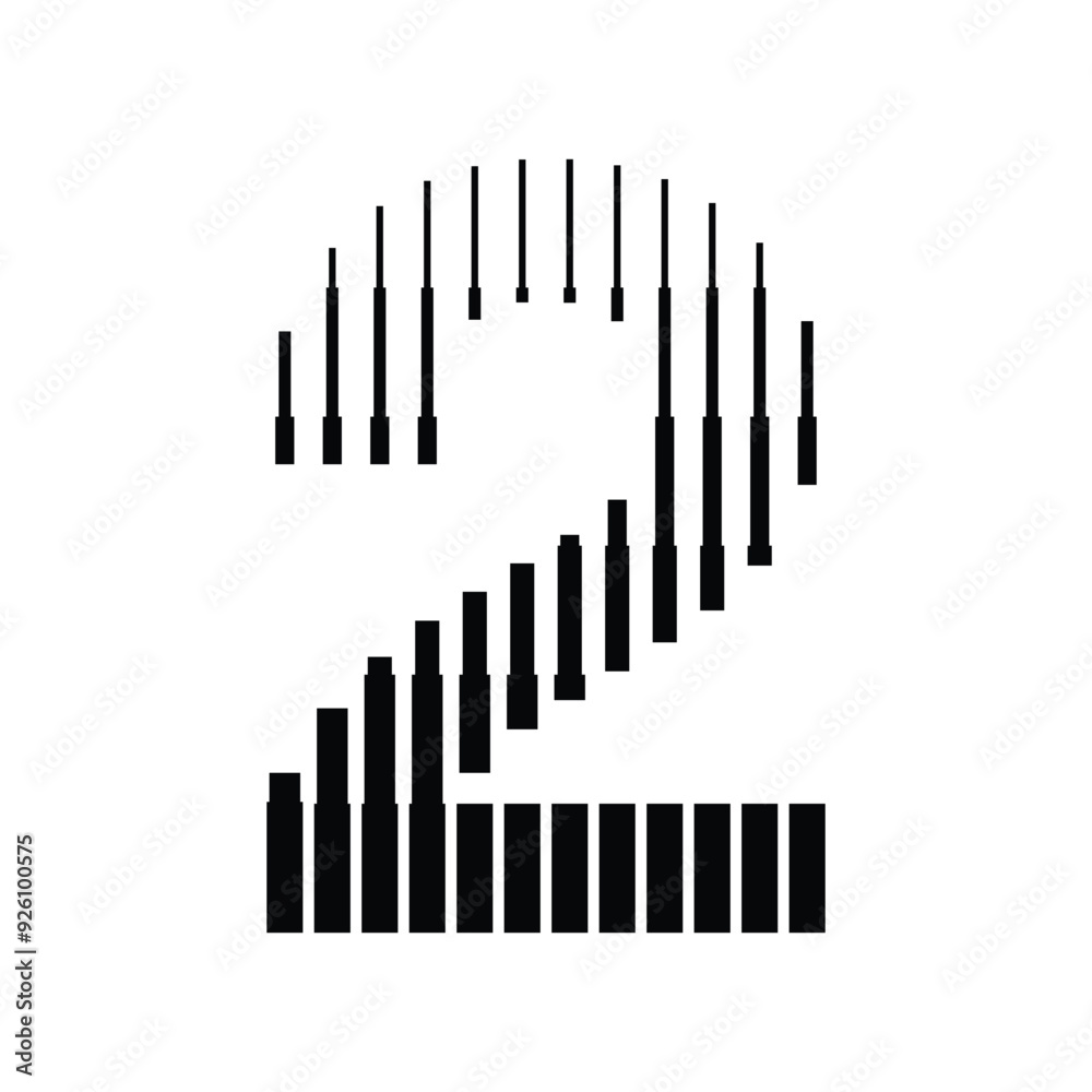Number 2 with Abstract Line Pattern Isolated On White Background Number 2 with Abstract Line Pattern Isolated On White Background