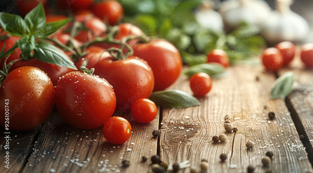 Fresh Ingredients on Wooden Table. Generative AI. Fresh Ingredients on Wooden Table. Generative AI.