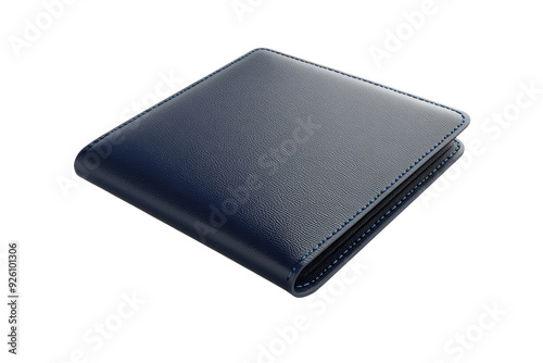 High-quality, blue leather wallet isolated on transparent background. Perfect for storing cash and cards. Elegant design for everyday use.