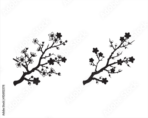 Cherry Blossom Branch Silhouette