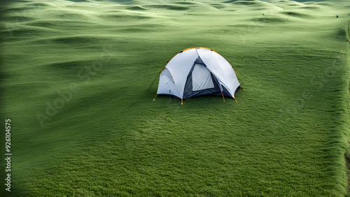 Tent on the grass, wilderness camping, outdoor sports, middle-class lifestyle