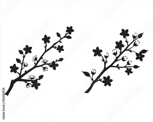 Cherry Blossom Branch Silhouette