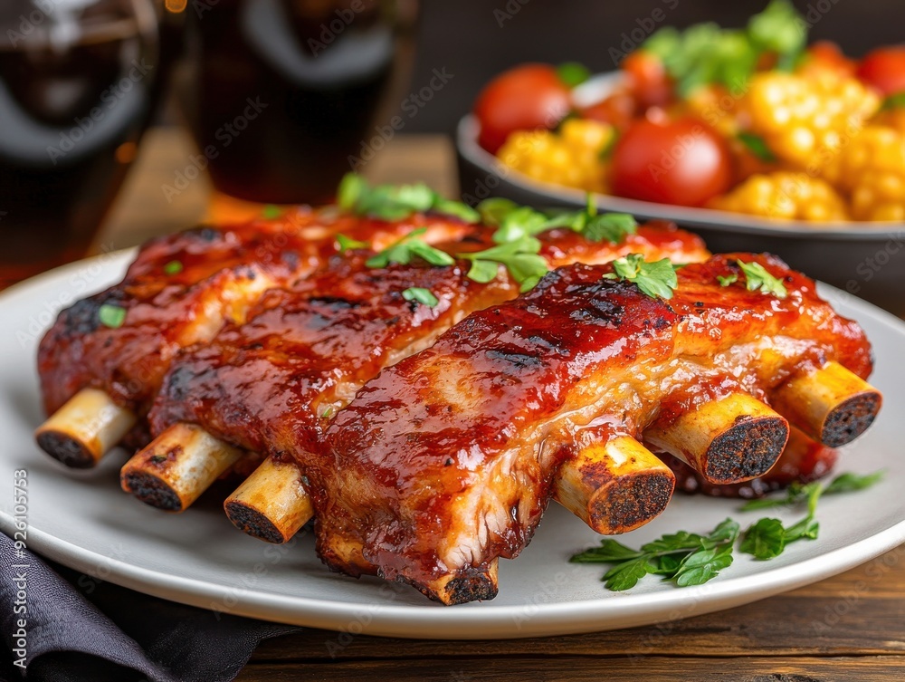 Delicious BBQ Ribs with Corn and Tomatoes Delicious BBQ Ribs with Corn and Tomatoes