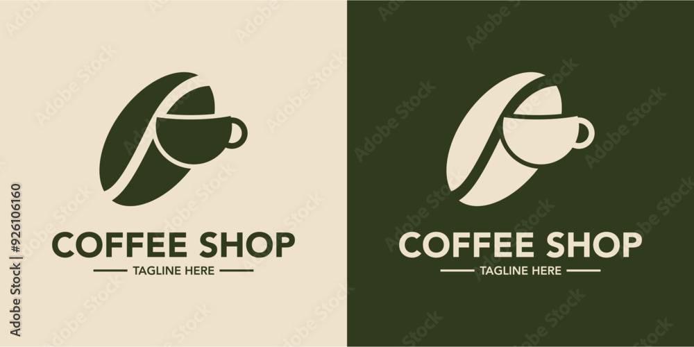 Naklejka premium Coffee shop logo minimalist design