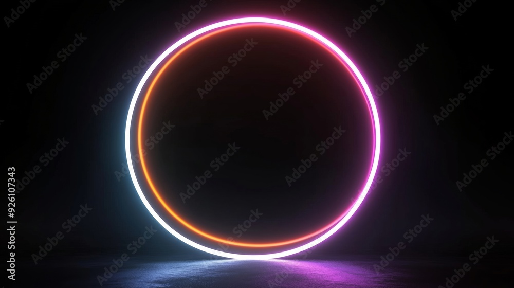 Energetic Neon Circle with Gradient Glow in a Dark Space